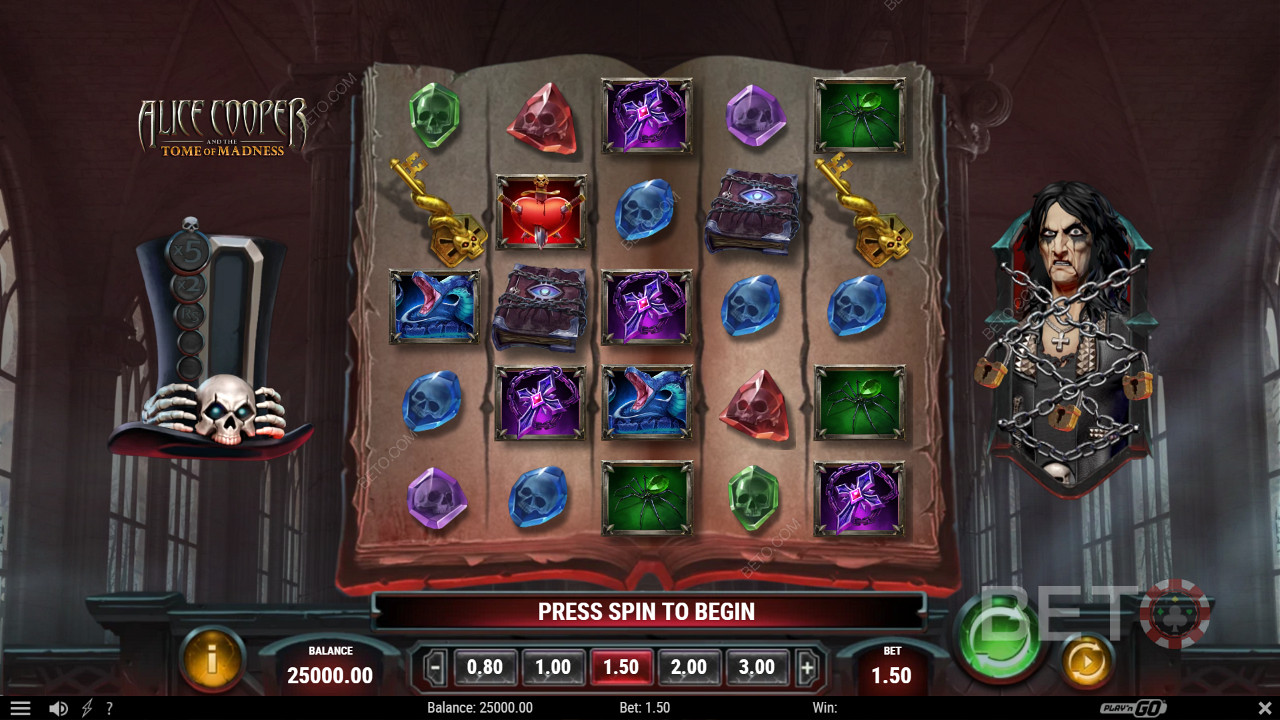 Rock out with Alice Cooper and the Tome of Madness pokie