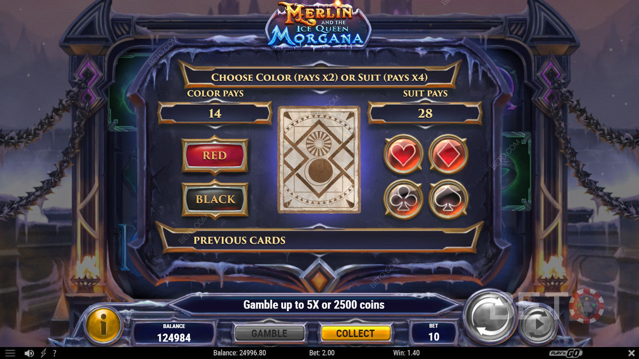 Boost your winnings with the risky but rewarding Gamble feature