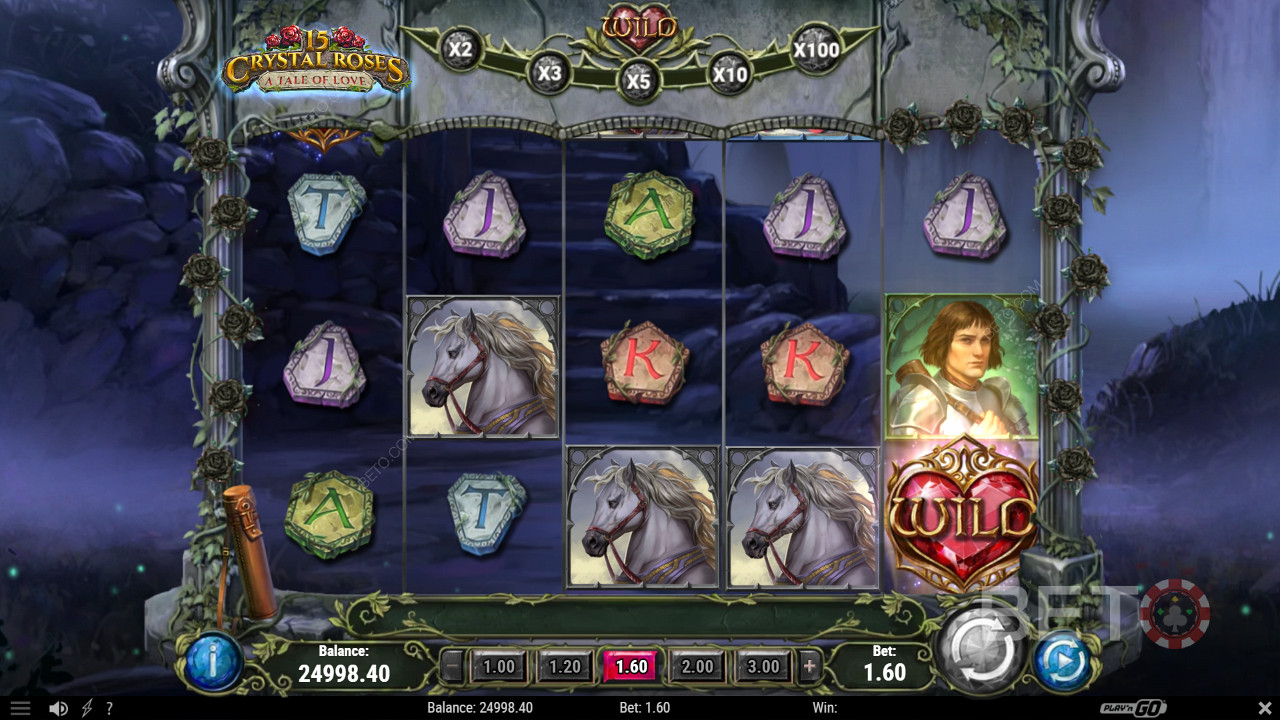 Enjoy regular and Multiplier Wilds in 15 Crystal Roses: A Tale of Love pokie