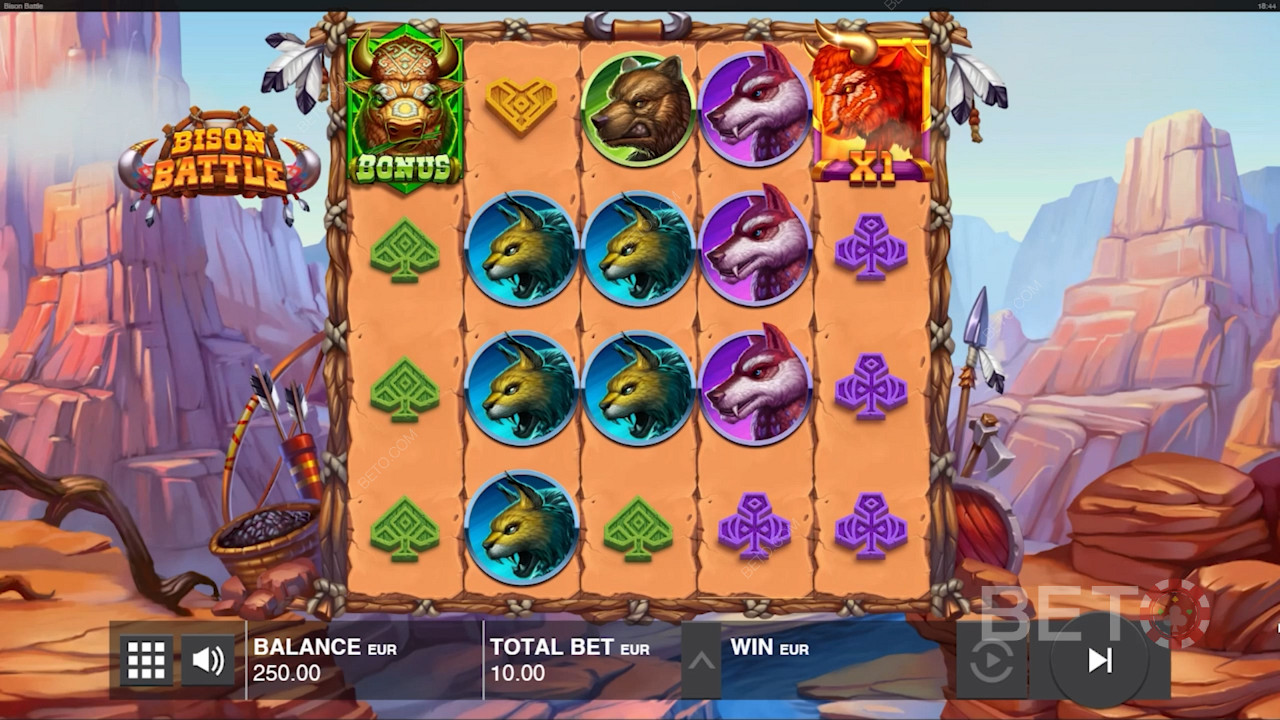 This pokie uses a grid setup of 5 reels & 4 rows, and 20 paylines