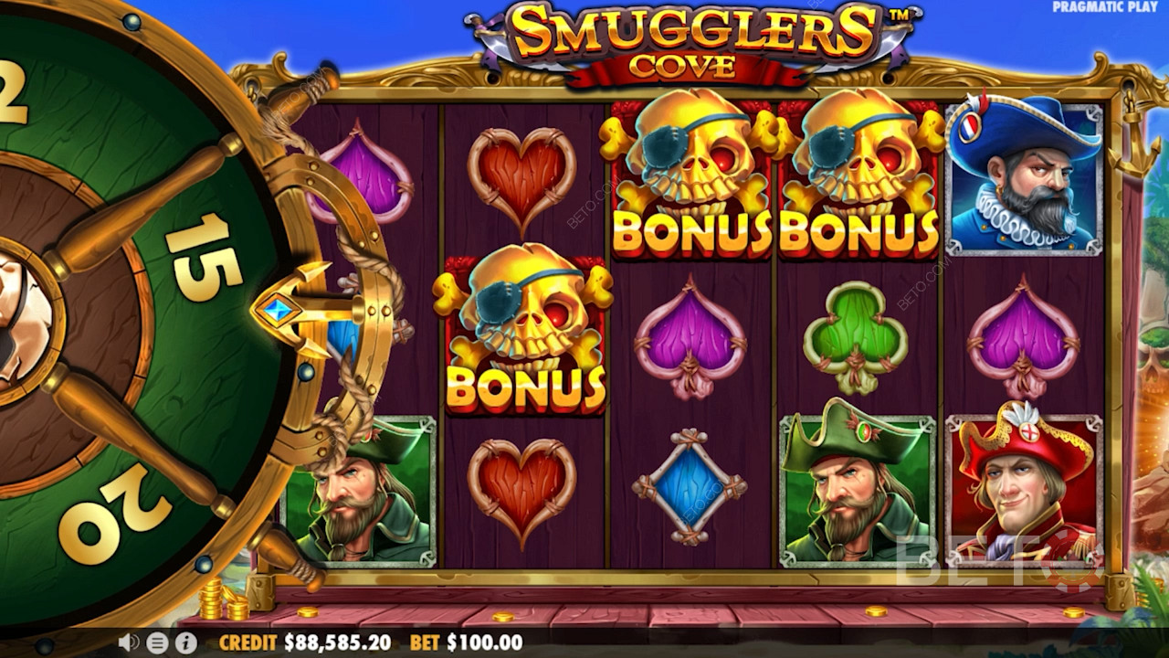 Bonus round in Smugglers Cove online pokie