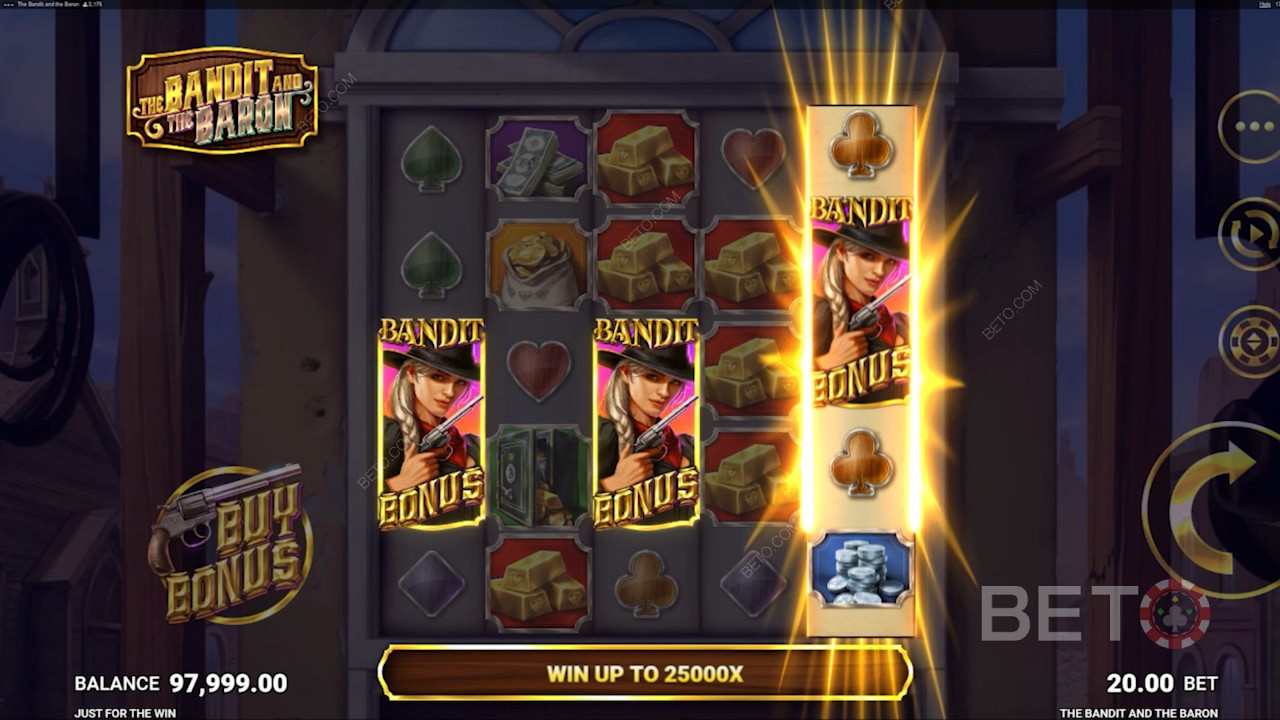Score 3 Scatter symbols to unlock the Bandit Bonus and nab heaps of prizes