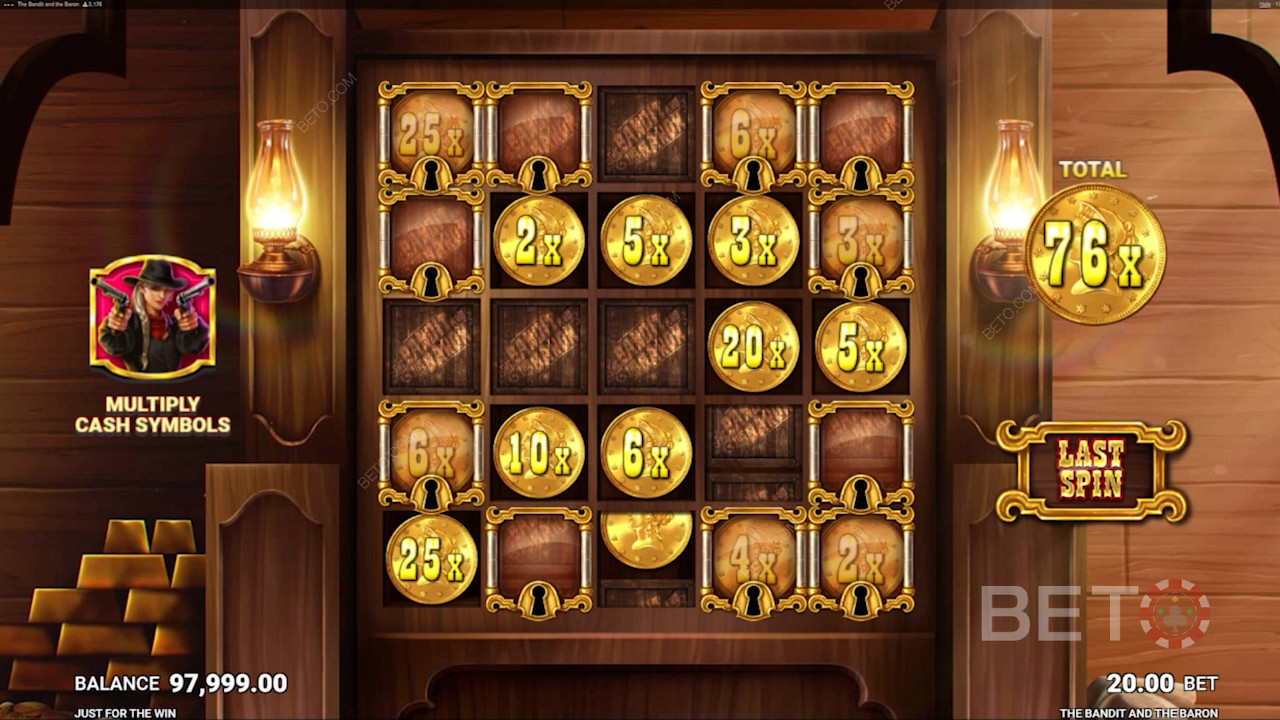 Score a special row setup with 3 Re-Spins in the Bandit Bonus round
