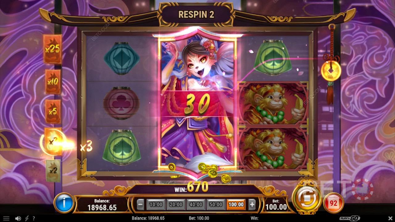 Score big with the Inari Stacked Wild and trigger Respins in the Tale of Kyubiko pokie