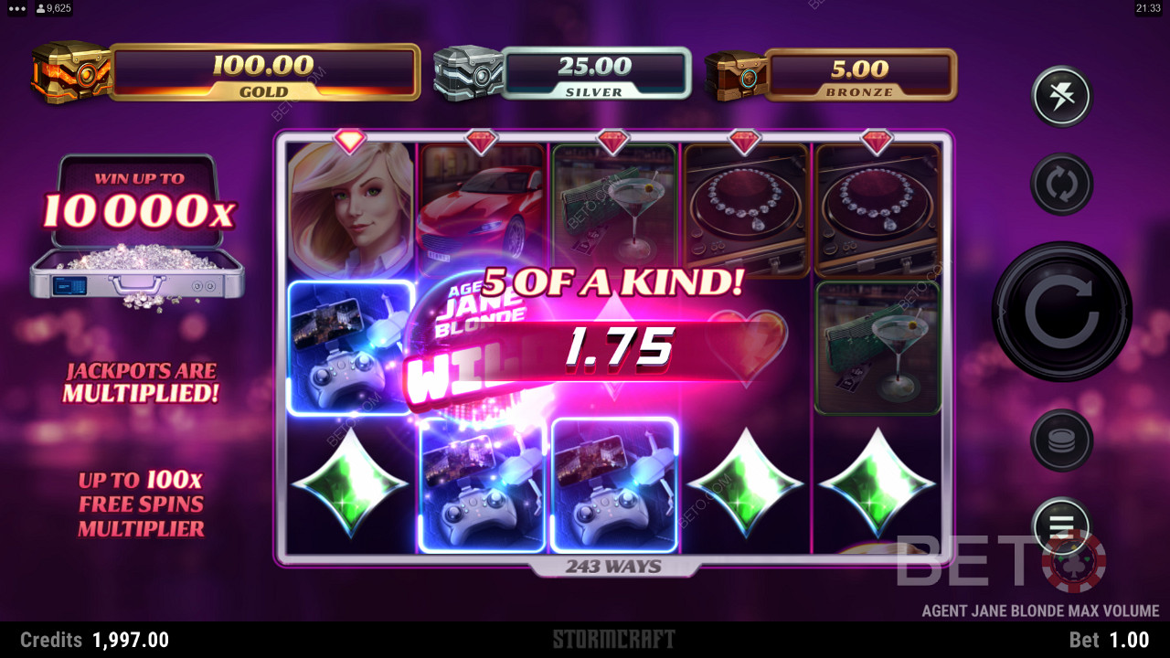 This pokie has 96% RTP and medium volatility