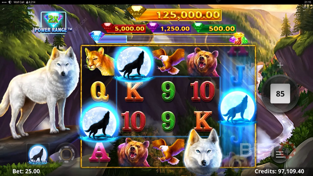 Explore the wilds of Africa with mighty creatures in the Wolf Call pokie
