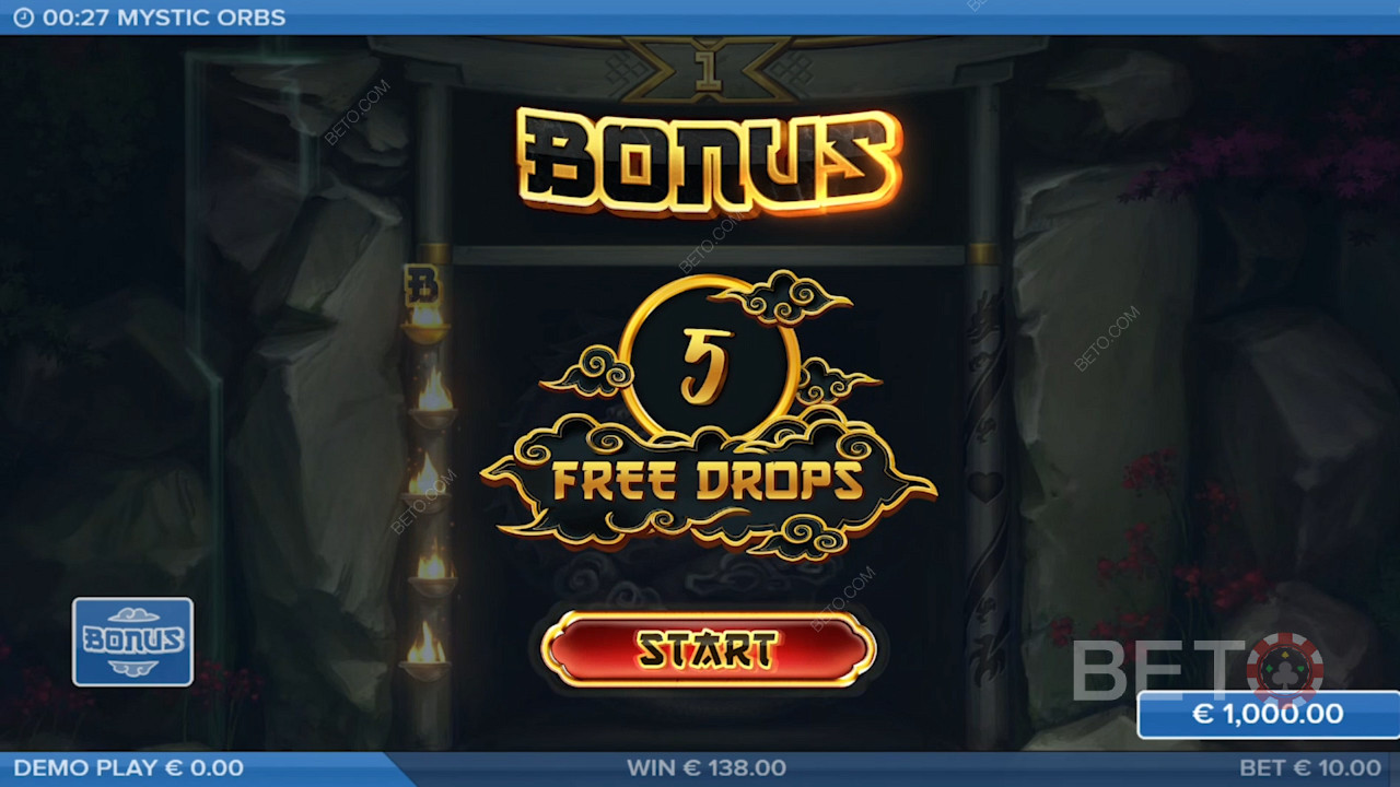 Snag 5 Orb symbols to trigger Bonus Game and score 5 Free Spins