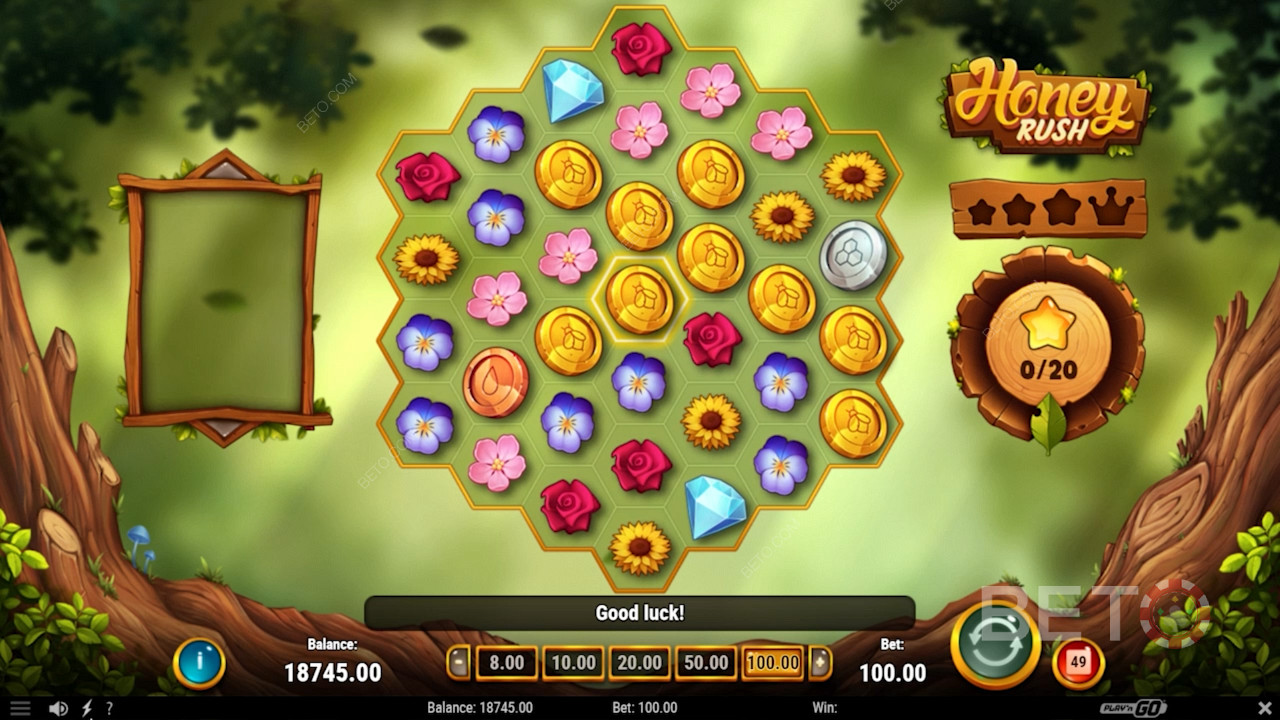 Score wins anywhere on the reels in the Honey Rush pokie