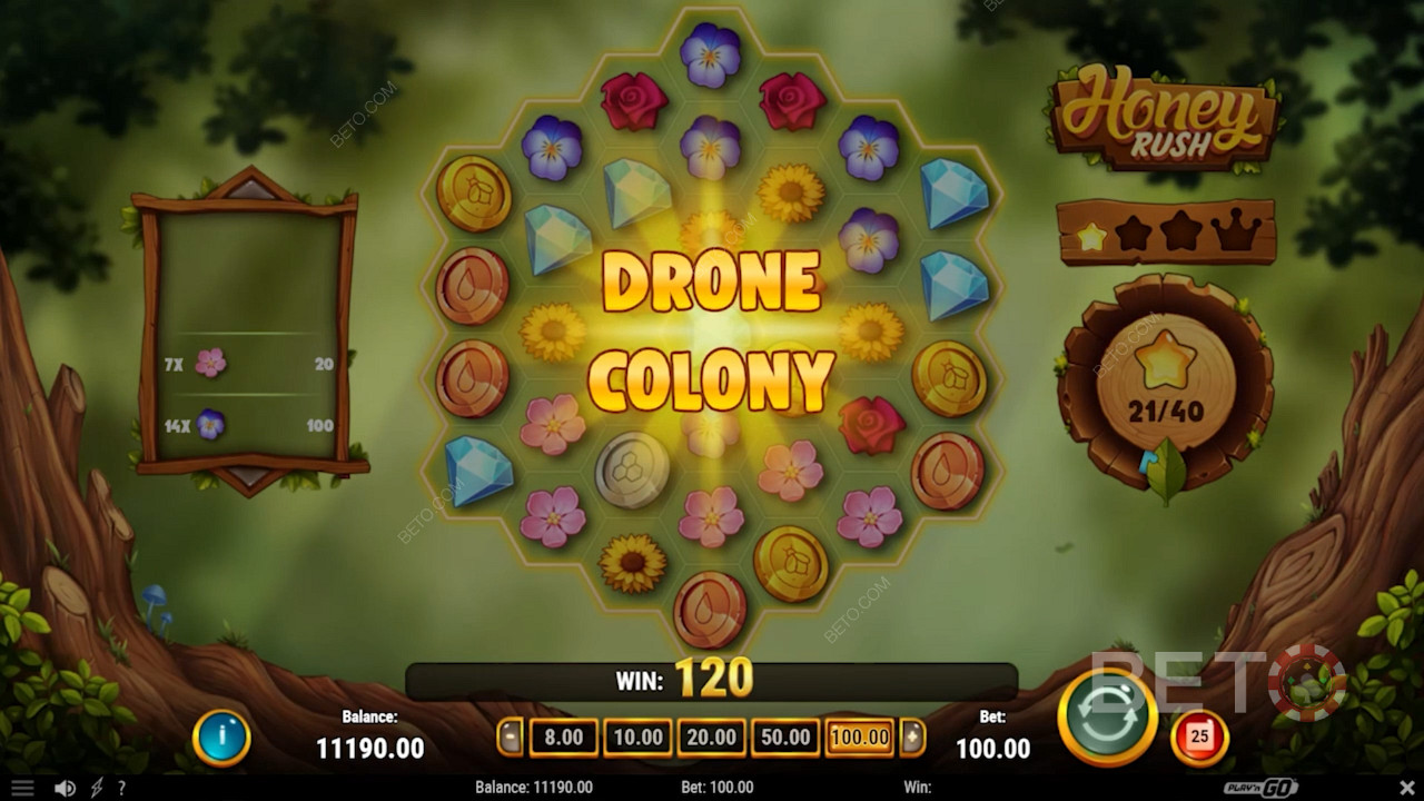 The Hive Mind feature activates via the Honey Rush Meter by the reels