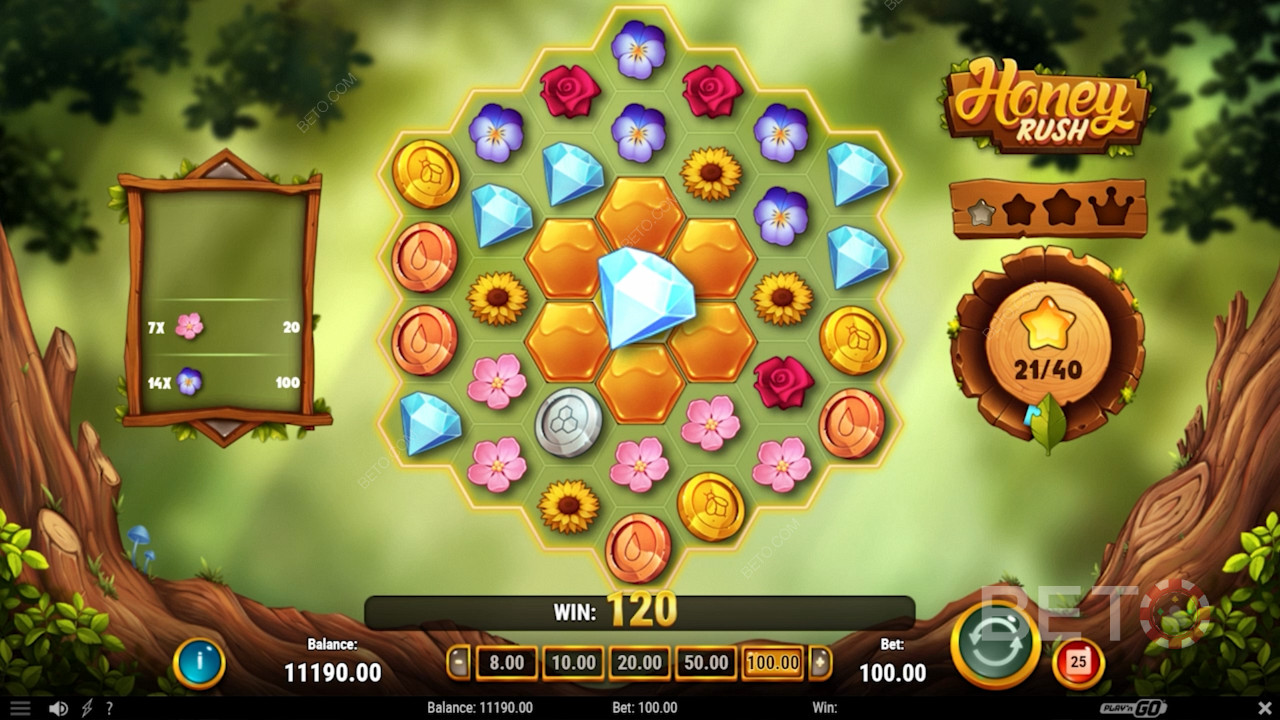 Activate bonuses via the Rush Gauge in the pokie Honey Rush