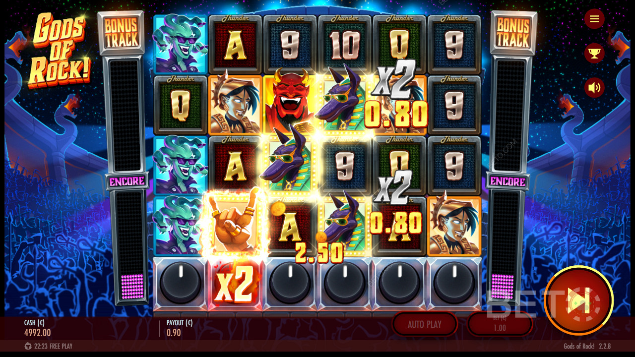 Harness the Charged Wild to rack up wins in the Gods of Rock pokie