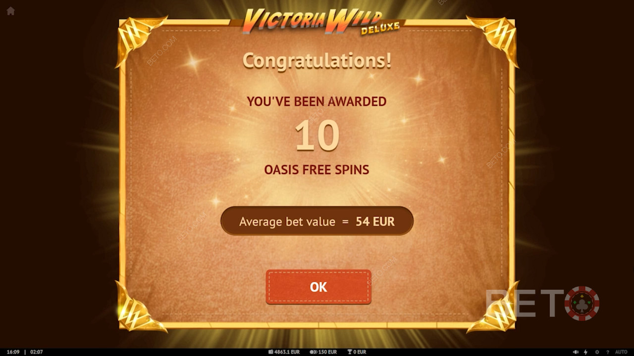 Nab 10 Oasis Free Spin bonuses by snagging 25 Oasis Scatters