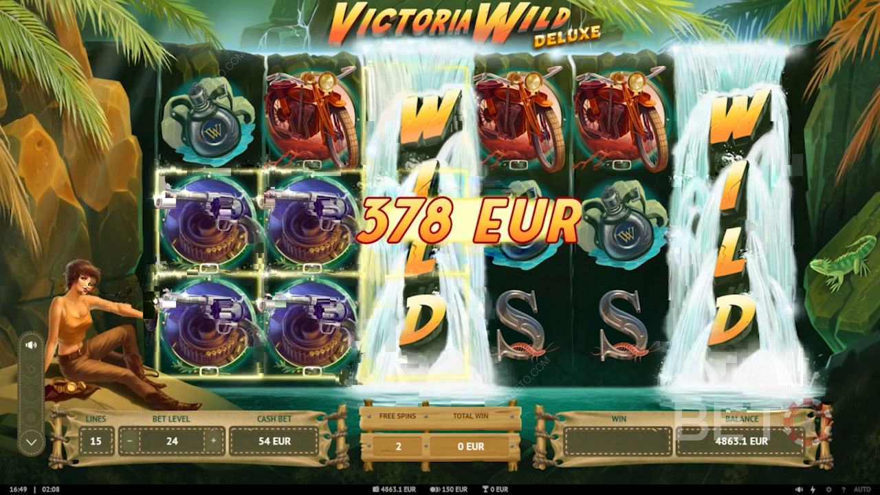 Nab Expanding Waterfall Wilds and score easy wins in Oasis Free Spins