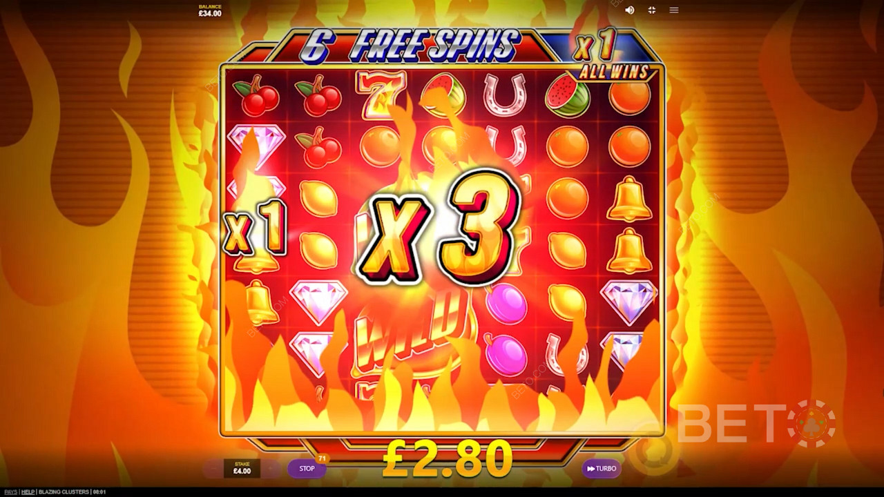 Play Blazing Clusters for a shot at 1,201x cash payouts