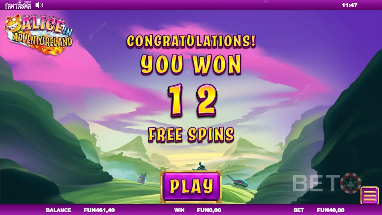 Score 12 Free Spins with heaps of thrilling levels