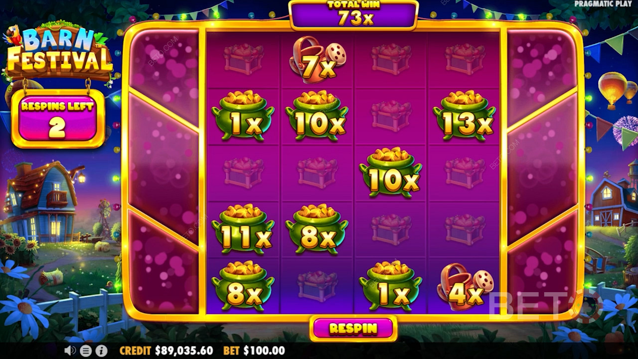 Coin symbols and bonus features bring big payouts in this rural romp