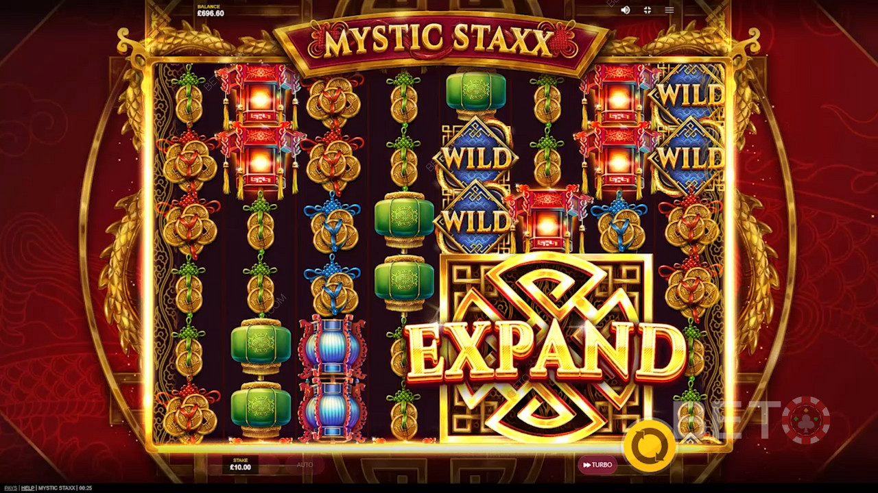 Unique stacks grow when Expand Tile hits the reels in Mystic Staxx