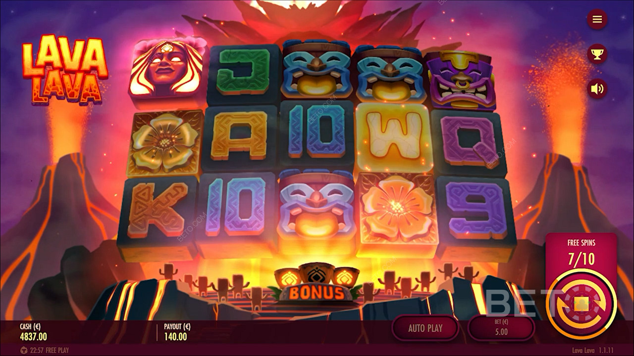 Snag 3 Scatters to kick off the bonus round in Lava Lava pokie
