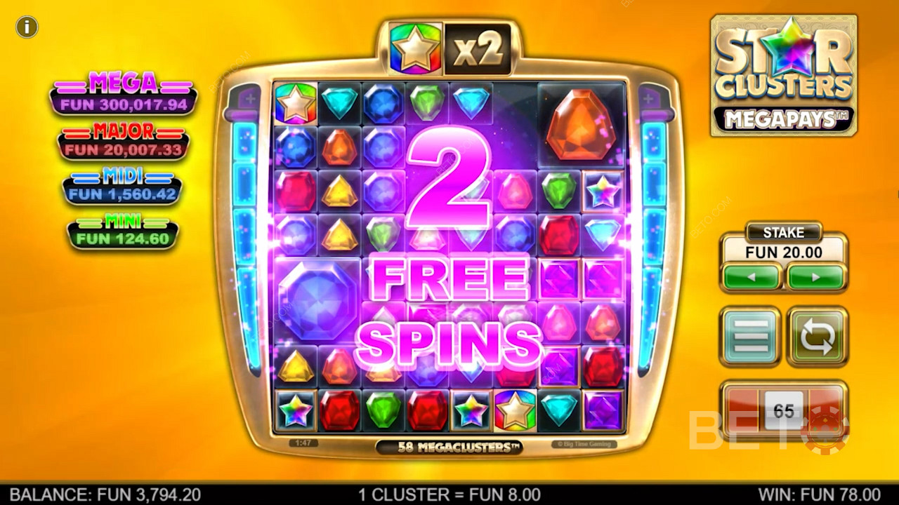 5+ Reactions spark Free Spins in Star Clusters Megapays pokie