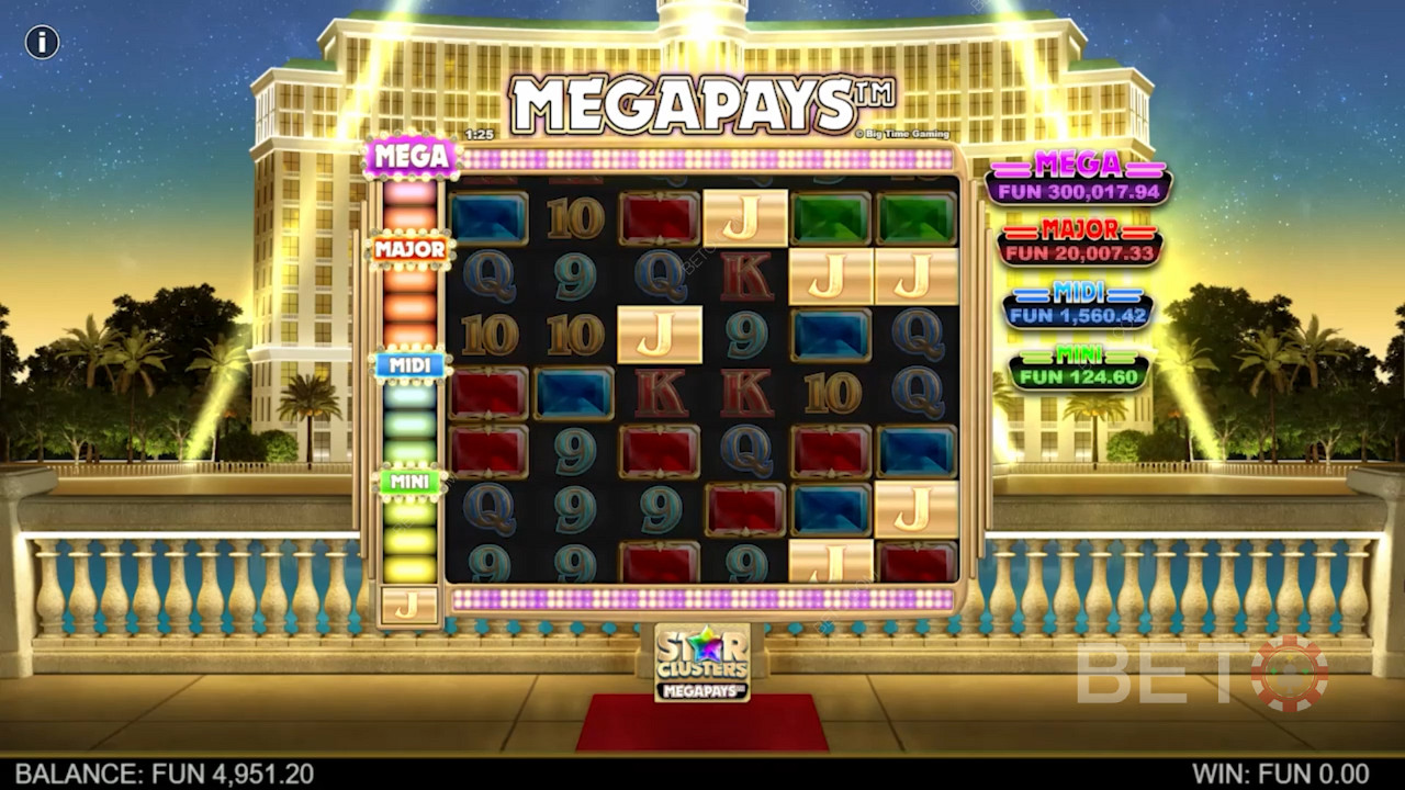 Score 4 or more Megapays symbols to win big in Star Clusters Megapays pokie