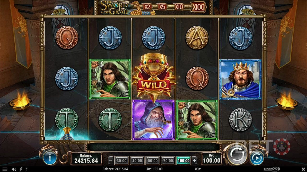 Heaps of intriguing figures grace The Sword and The Grail online pokie