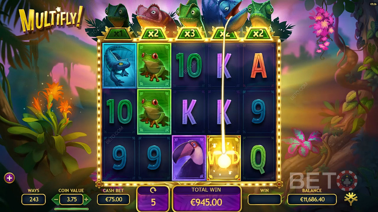 Multipliers stick around during Free Spins
