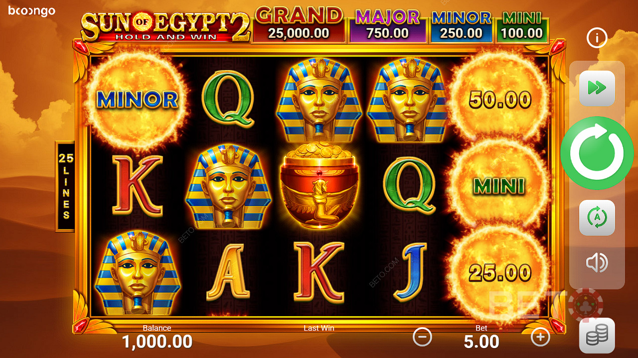 Six or more bonus symbols kick off the Bonus Game in Sun of Egypt 2 pokie