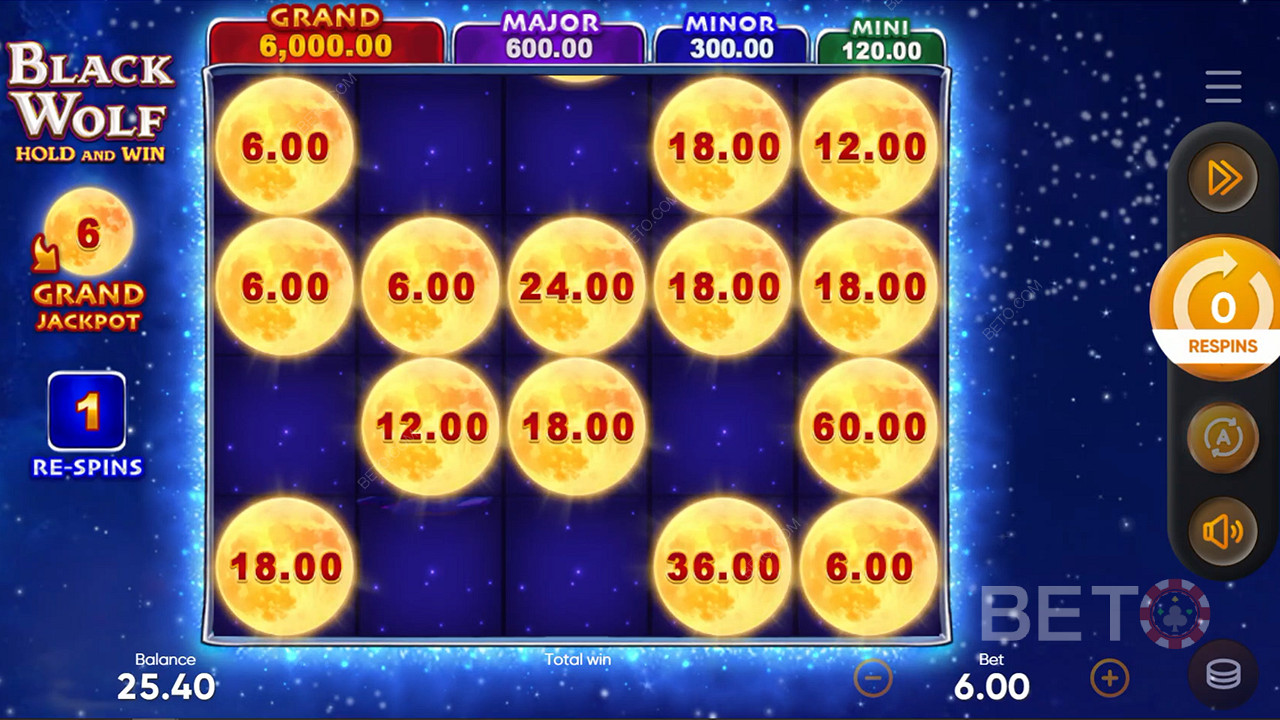 Spin Black Wolf for a shot at a Mega Prize worth 1,000x your total wager