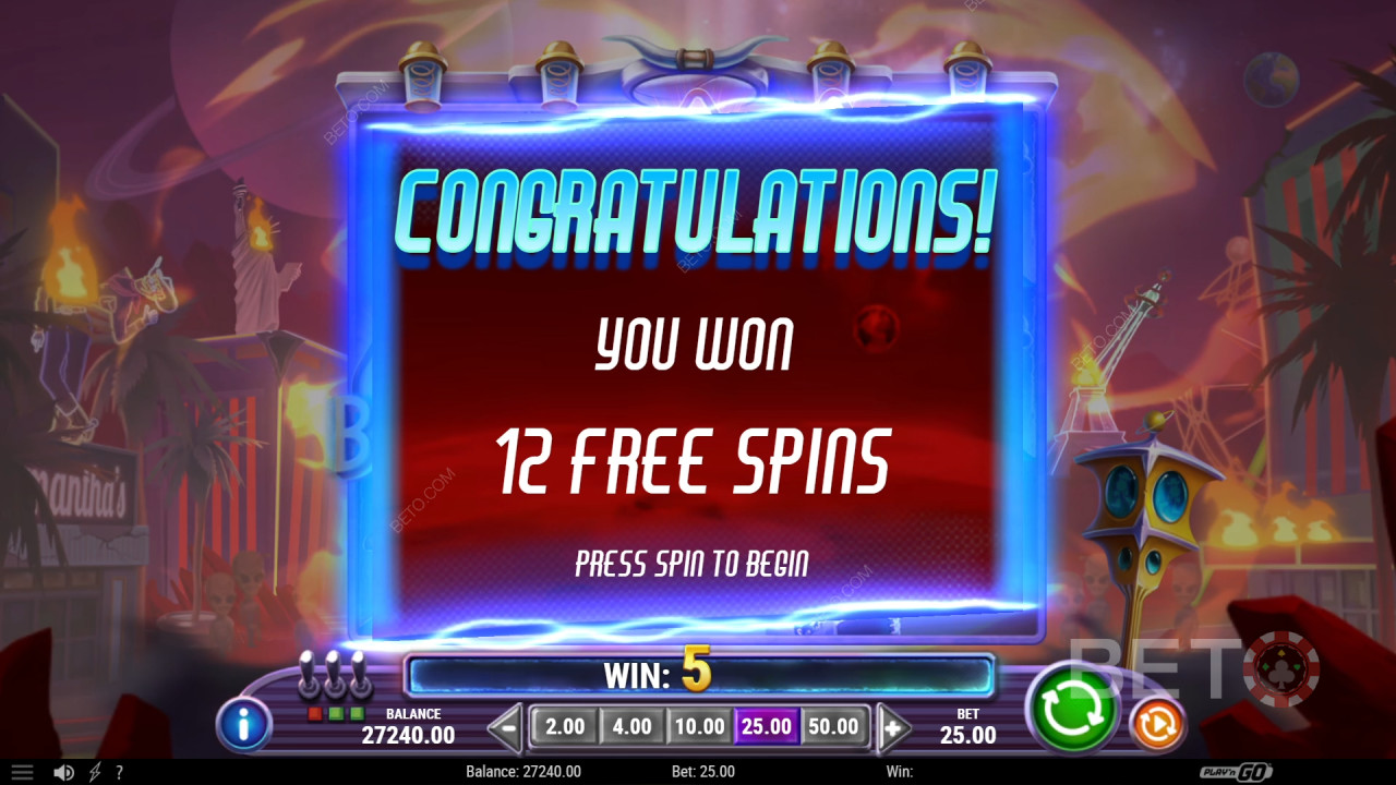 Win 2,500x Your bet in the Invading Vegas Revenge on Mars Video Pokie!