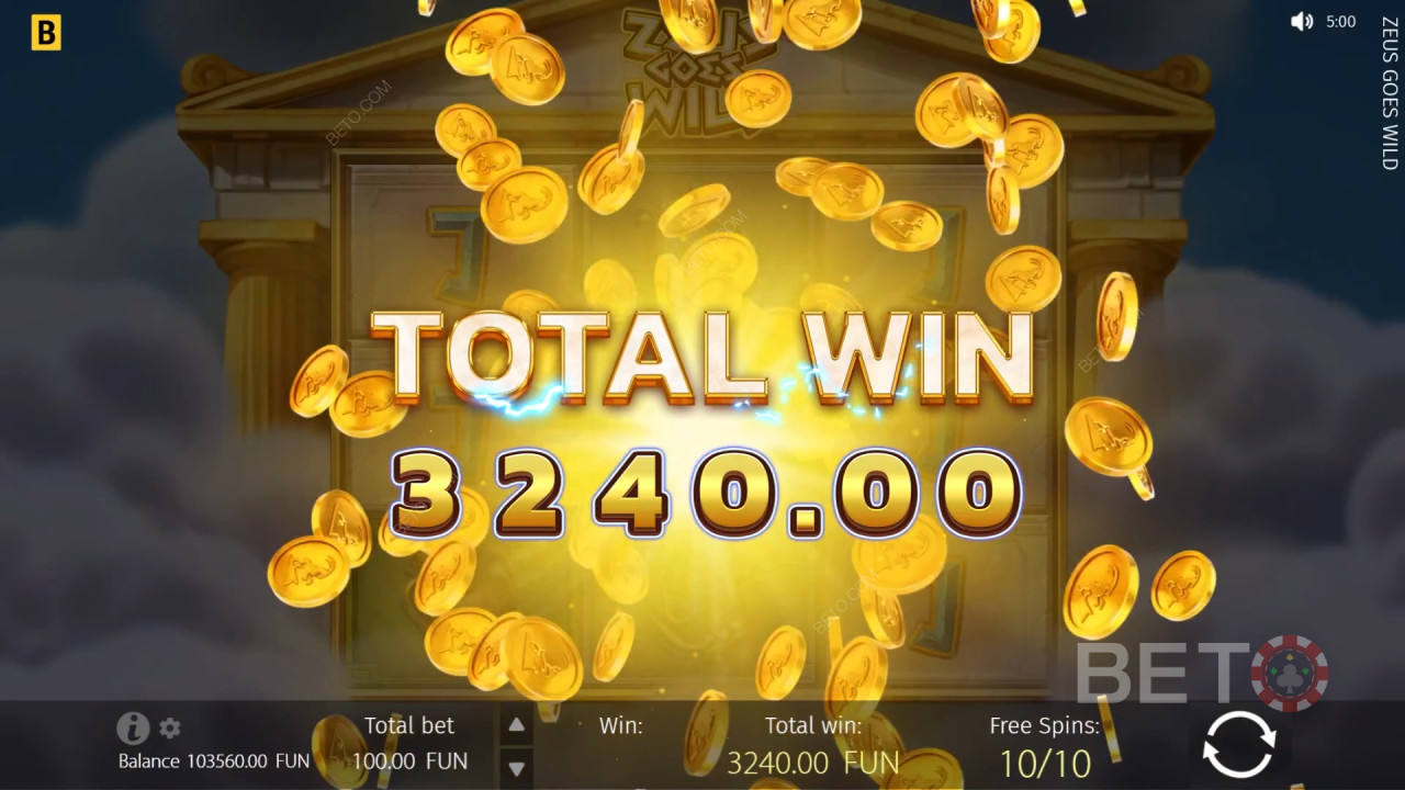 Win 800x Your bet in the Zeus Goes Wild Pokie Machine!