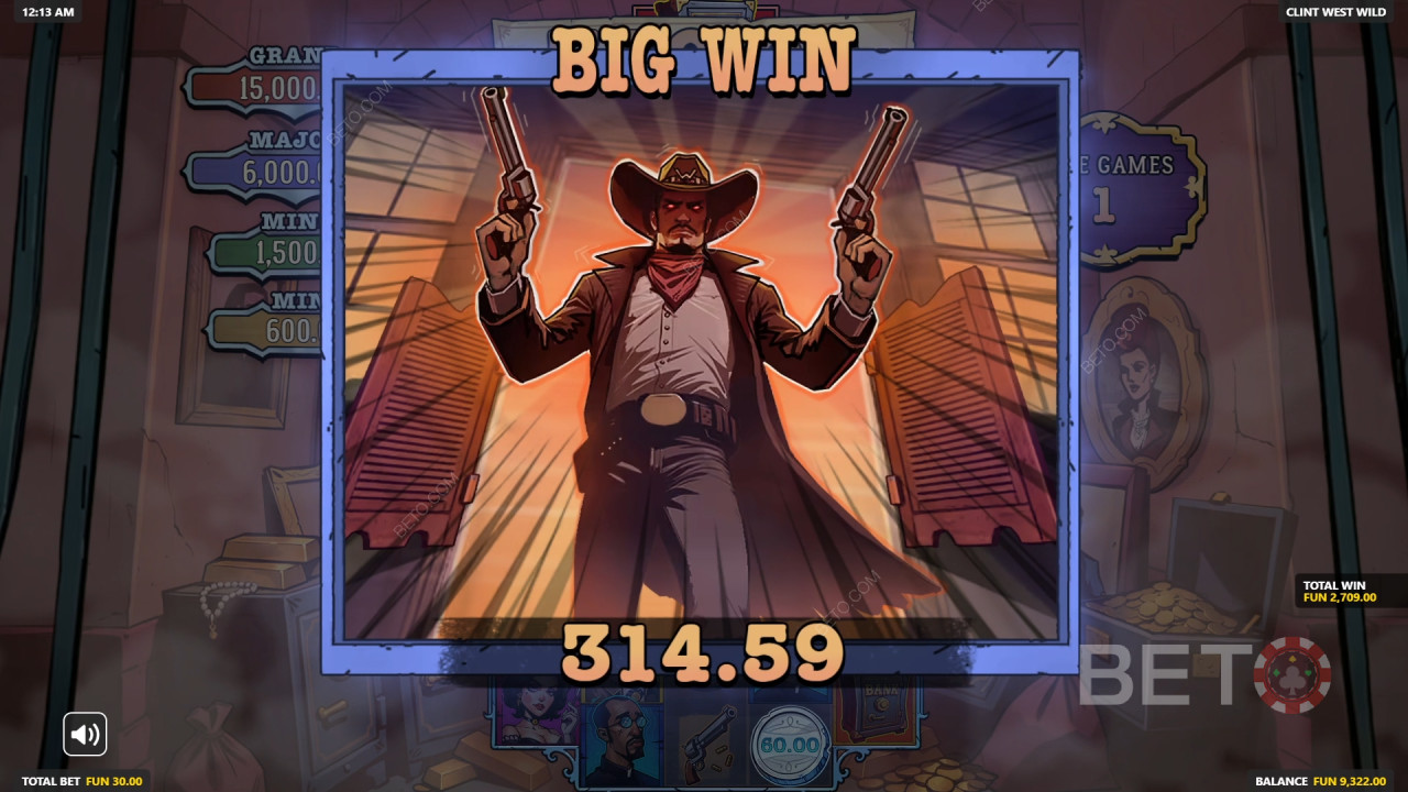 Win 5,000x Your bet in the Clint Westwild Pokie!