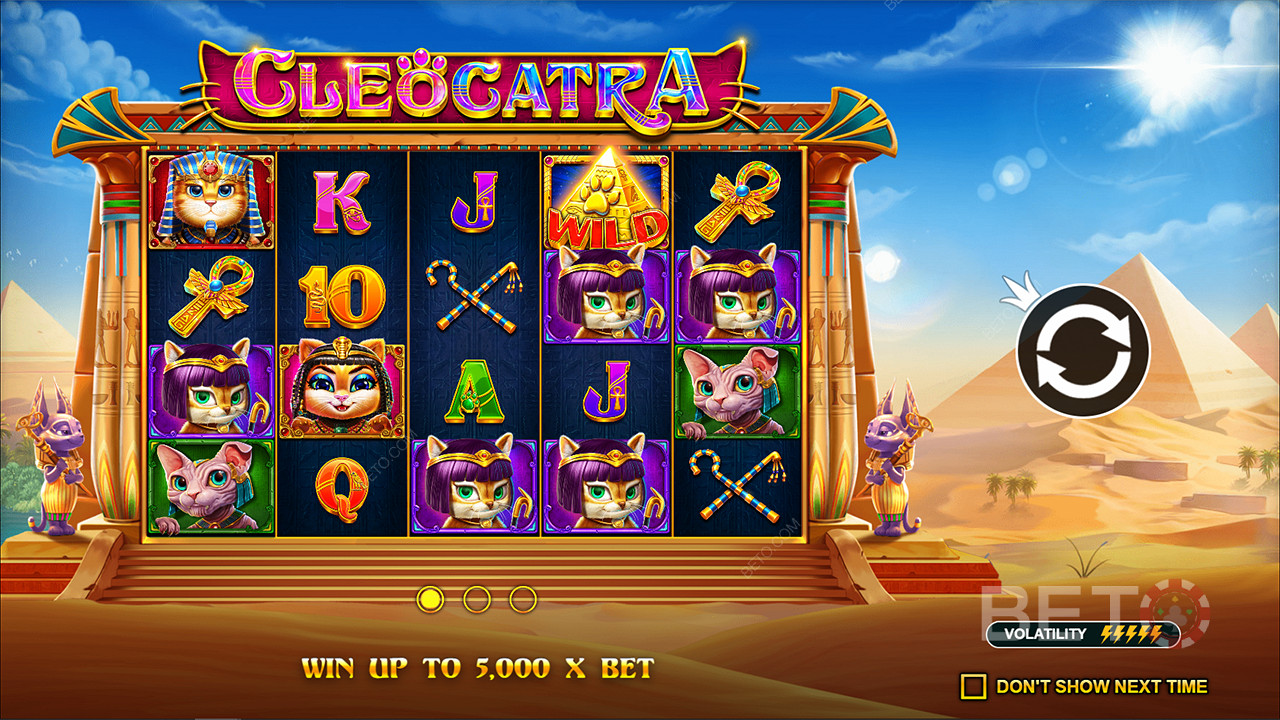 Score up to 5,000x your wager in Cleocatra online pokie