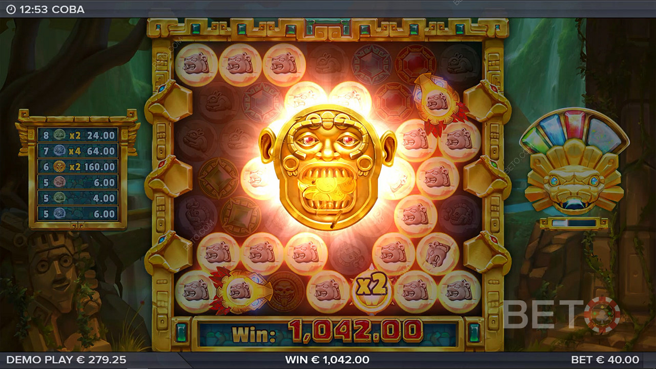 Journey to Mesoamerica and Use serpents to score big in the Coba pokie game
