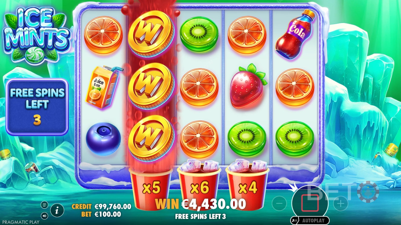 Win 10,000x Your bet in the Ice Mints Pokie Online!