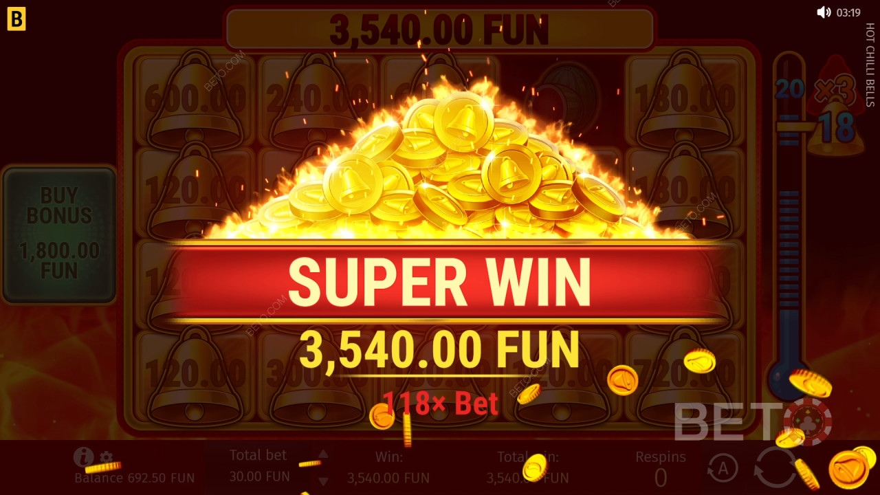 Win 5,000x Your bet in the Hot Chilli Bells Pokie Online!