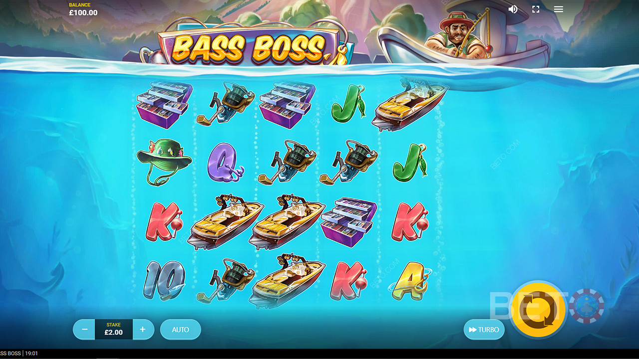 Reel in the big one with the Bass Boss pokie game
