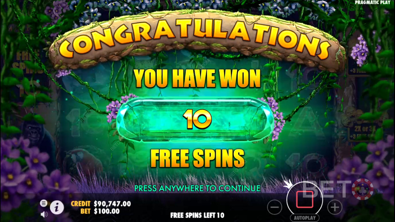 Score 10 to 20 Free Spins with a chance to nab more