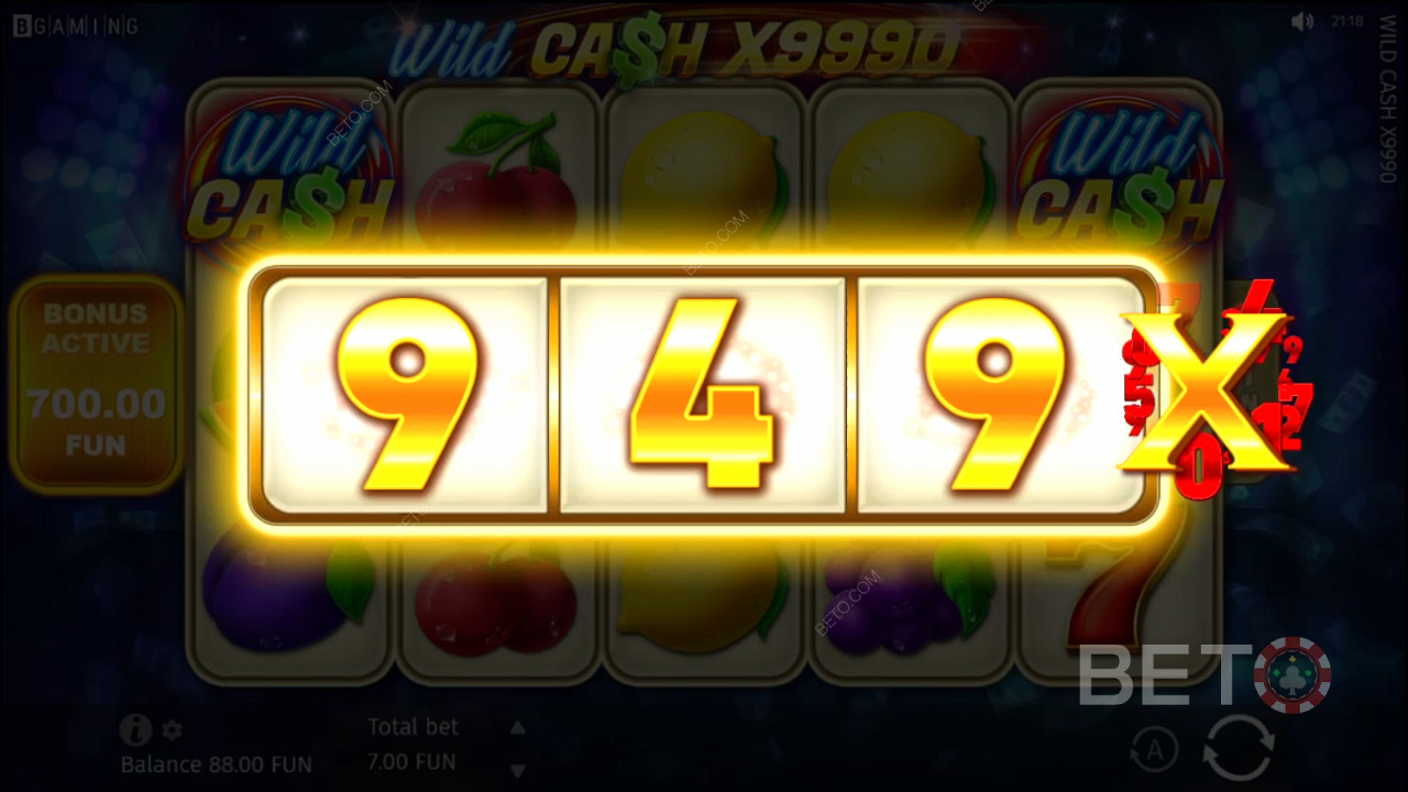 Score a Multiplier up to 999x in the Bonus Round
