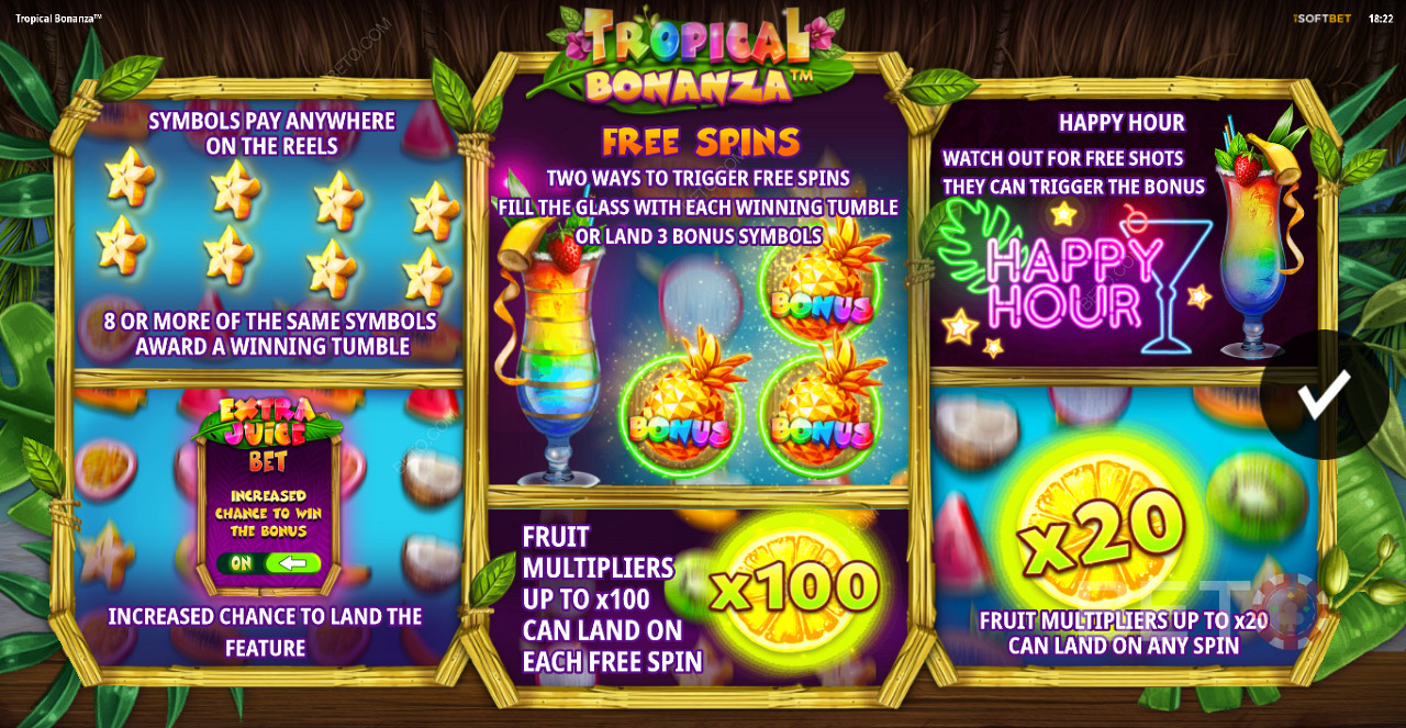 Score Free Spins with Multipliers, Modifiers, and Scatter Wins in Tropical Bonanza