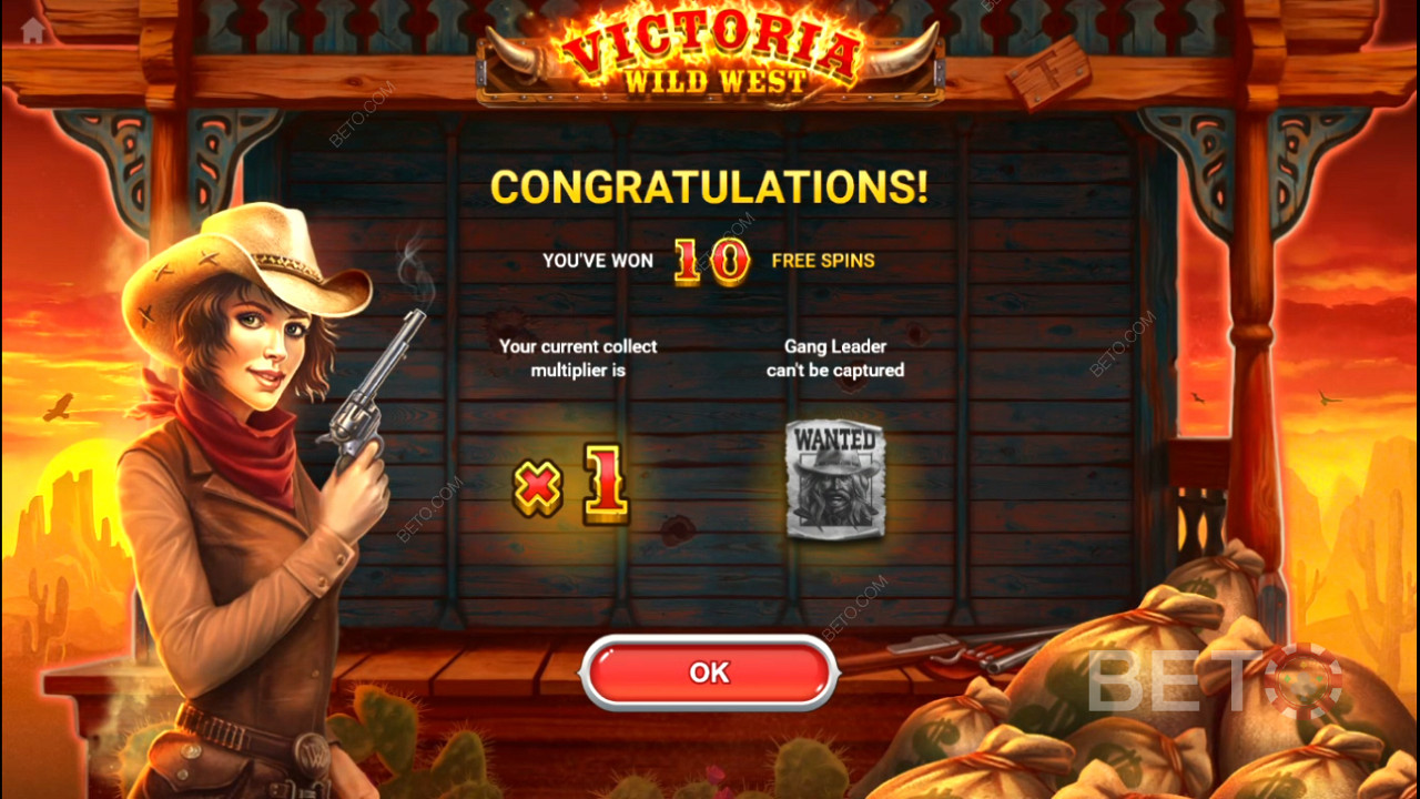 Trigger the Free Spins round with Victoria & score 10 Free Spins plus special extras