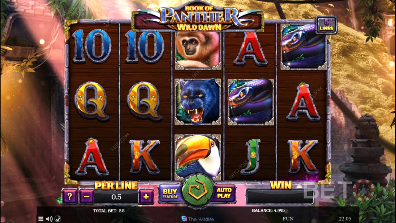 Book of Panther Wild Dawn pokie features fierce beasts as top symbols