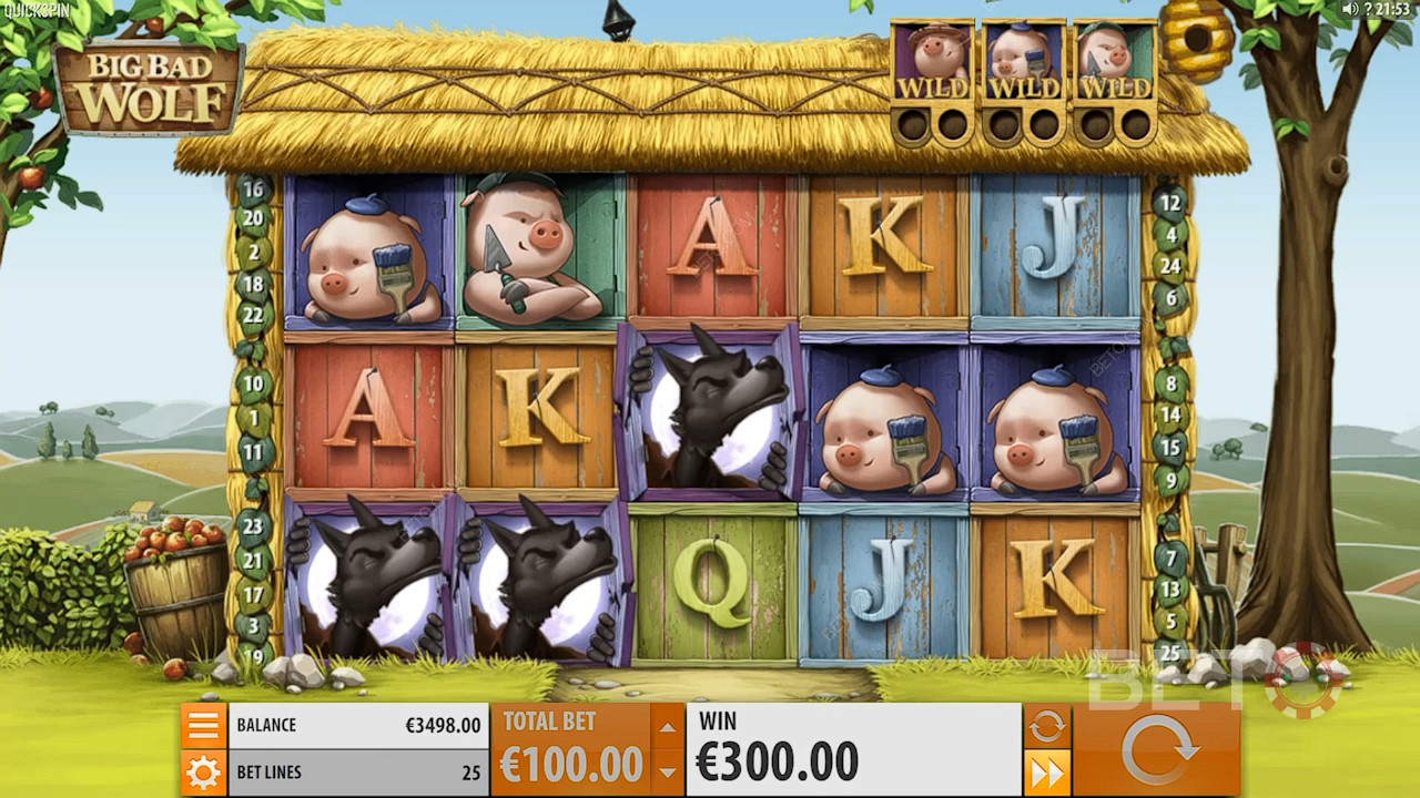 Score 3 Wolf Scatters for Free Spins in the Big Bad Wolf pokie