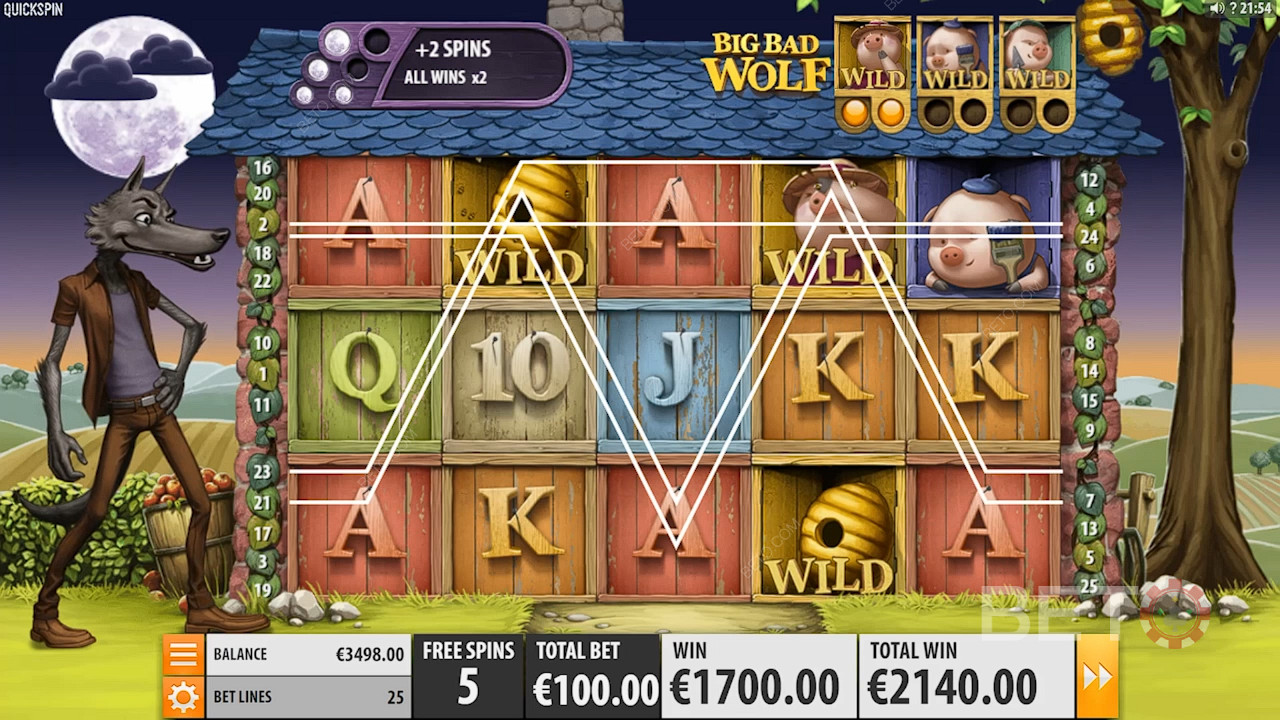 Consecutive wins turn pig symbols into Wilds on the reels