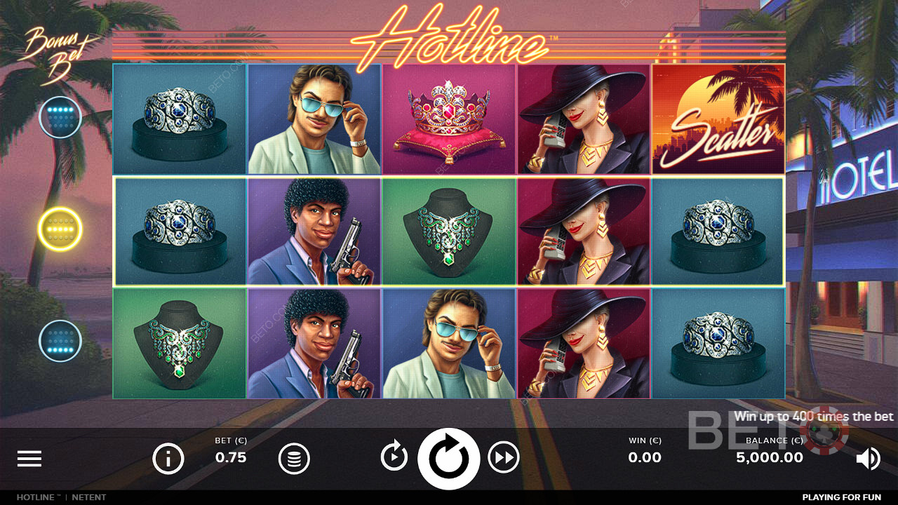 Crank up all three Hotlines for top wins in the Hotline online pokie