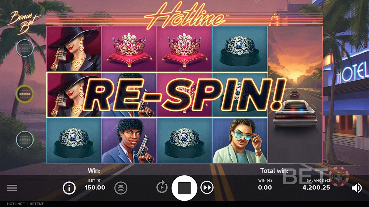 Base game re-spins pop up often on this pokie