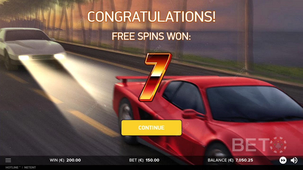 Score 7 Free Spins when 3 Scatters hit the reels