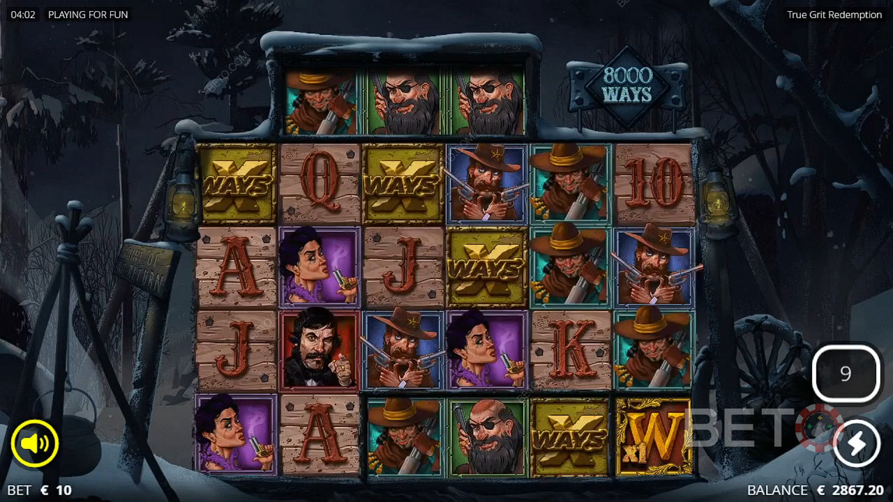 All spots are open during Free Spins in the True Grit Redemption pokie