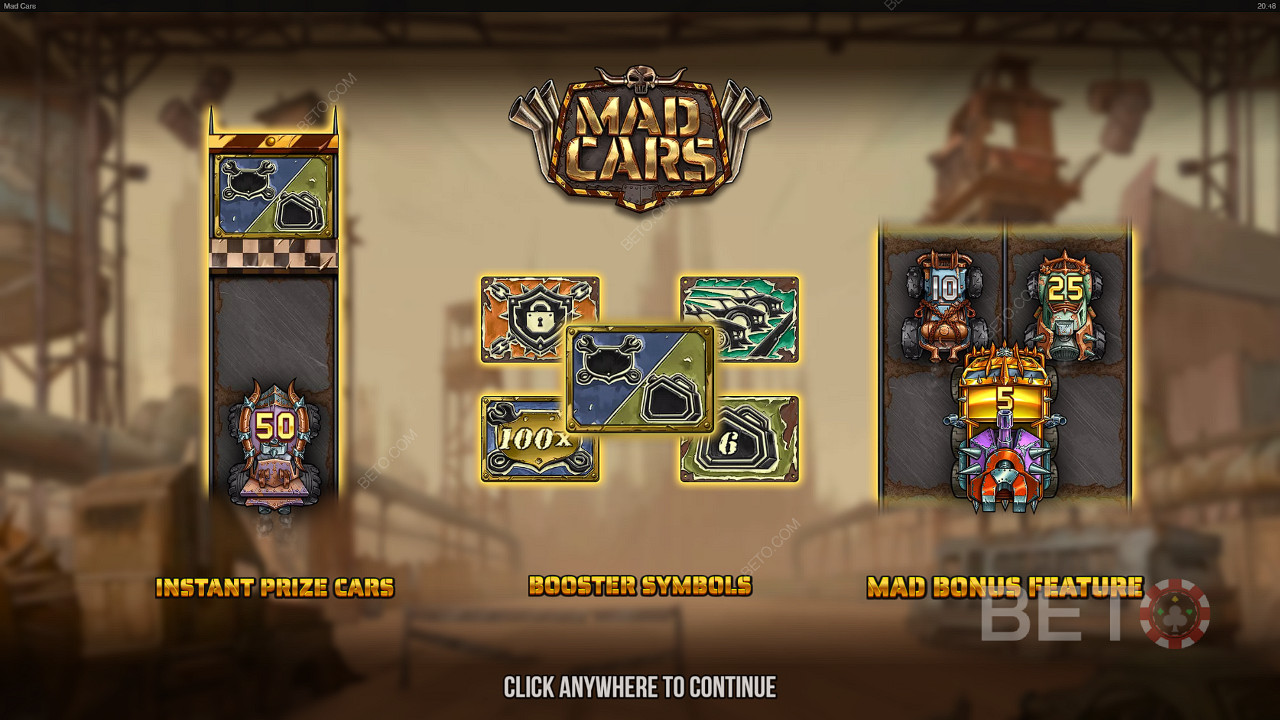 Jackpots, boosters, and Free Spins make the Mad Cars pokie choice