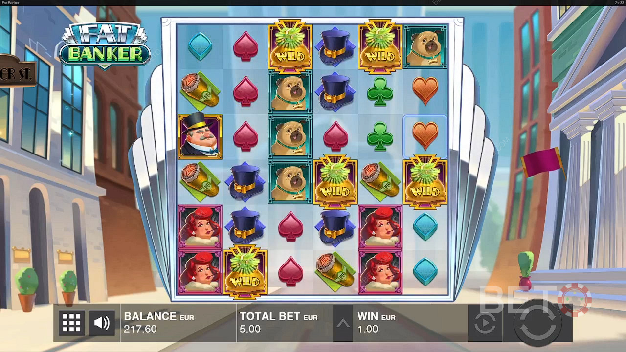 A Cheeky Money Sack symbol with a Plump Banker symbol grants Free Spins