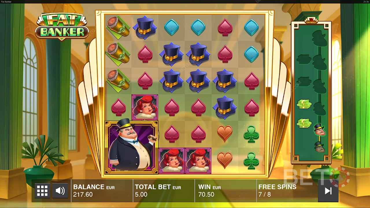 The Chubby Banker Wild pops up on reel one in the main game